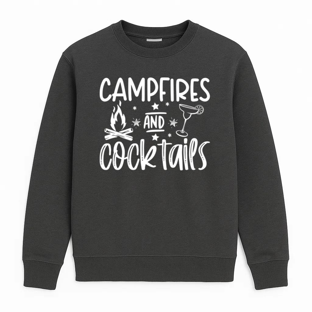 Campfires And Cocktails Funny Camping Sweatshirt
