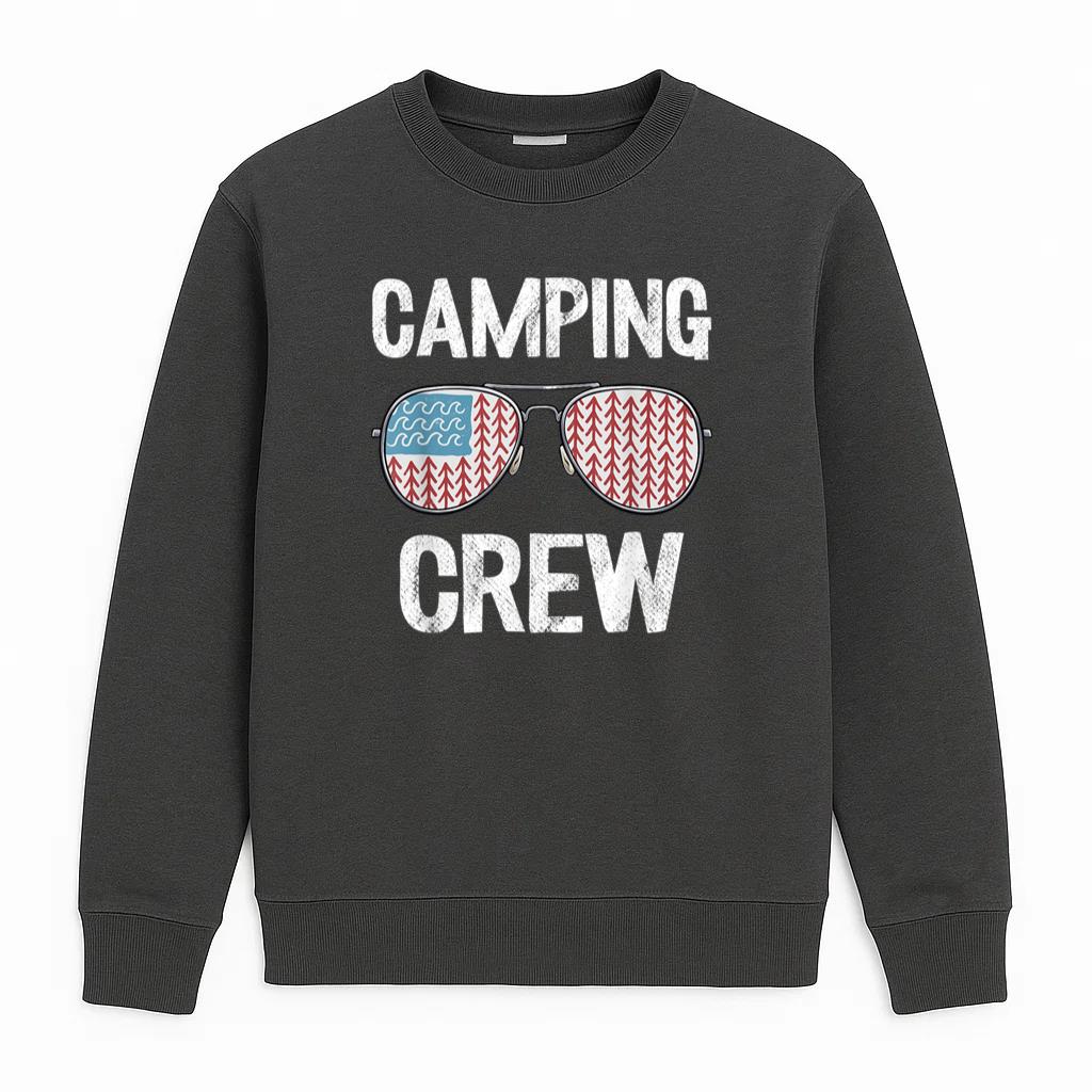 Camping Crew American Flag Sweatshirt