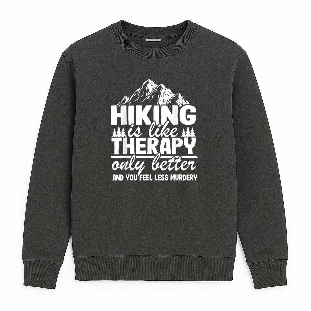 Camping Hiking Is Like Therapy Vintage Mountain Sweatshirt