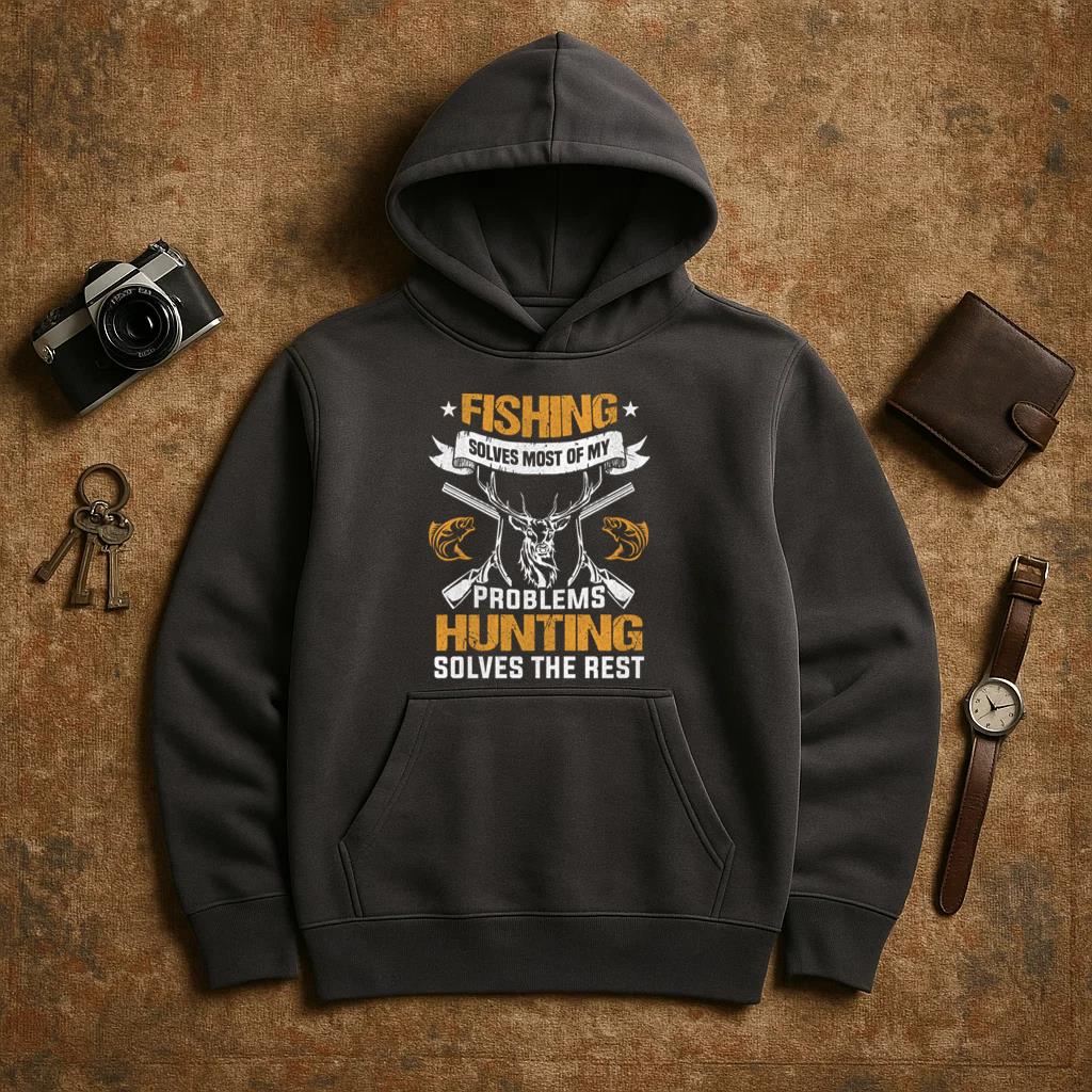 Fishing Solves Most Of My Problems Deer Hoodie