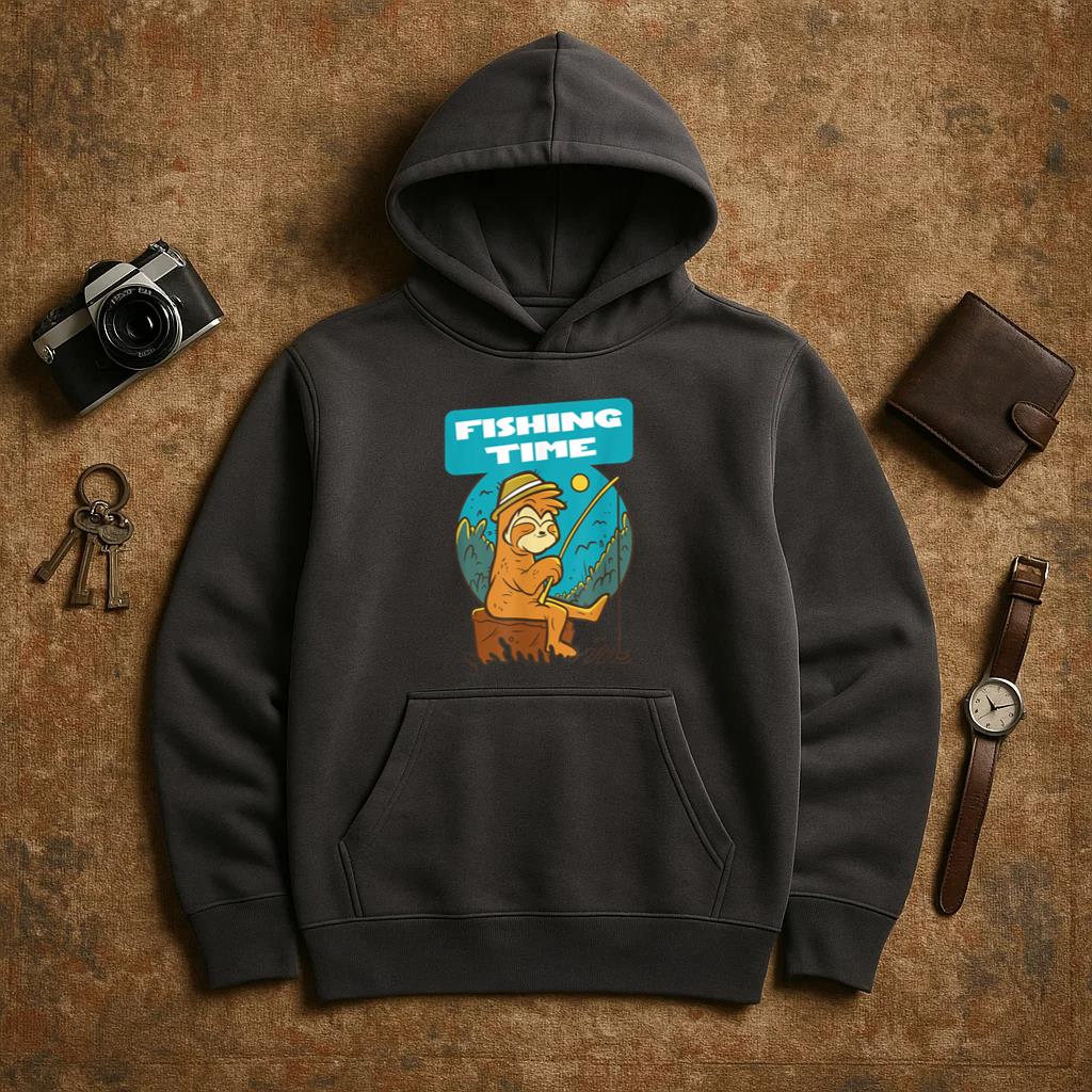 Fishing Time Sloth Hoodie