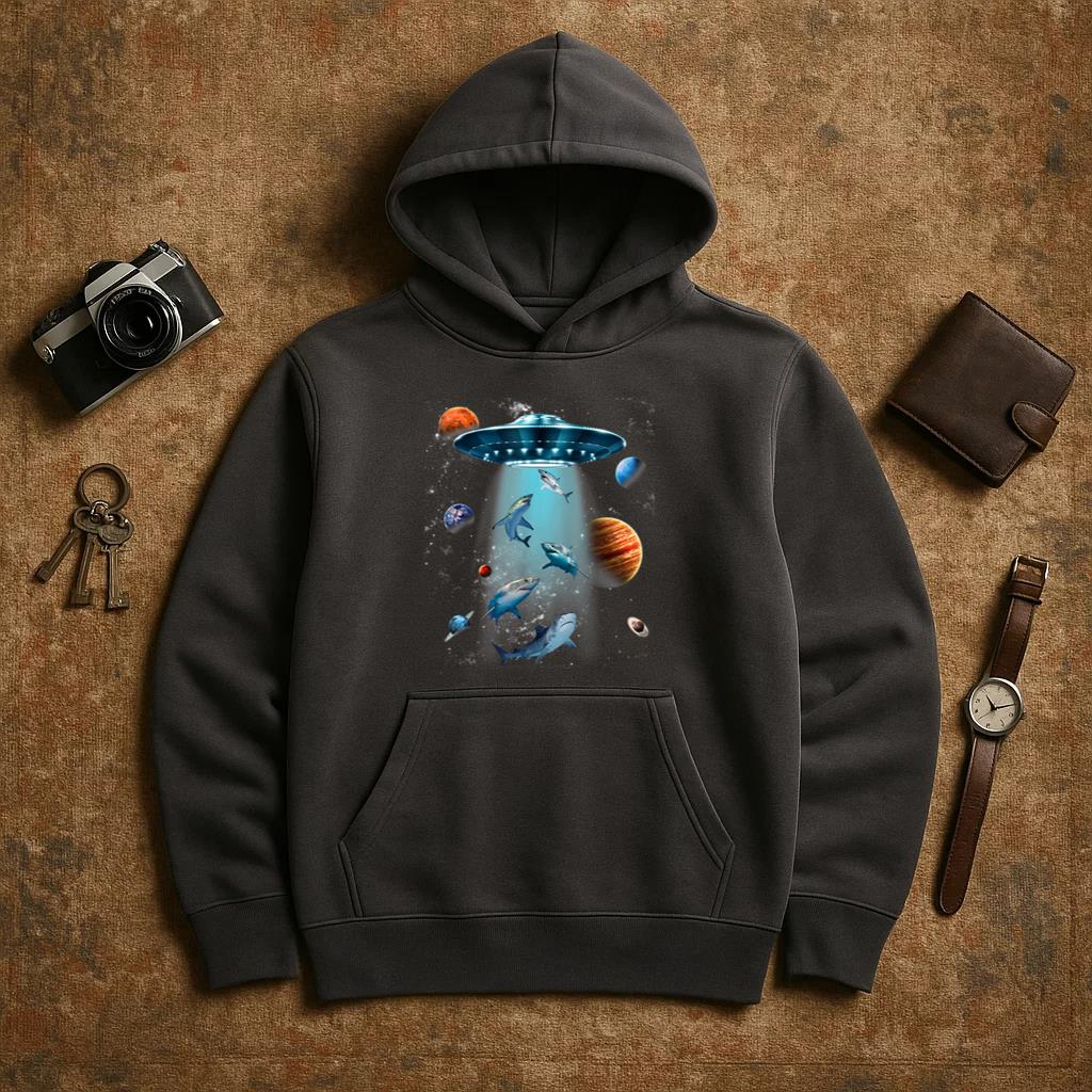 Galaxy Fish Shark Space UFO Alien Hoodie