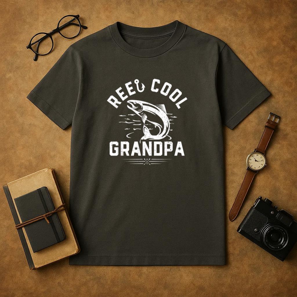 Reel Cool Grandpa Fishing Fathers Day T-Shirt
