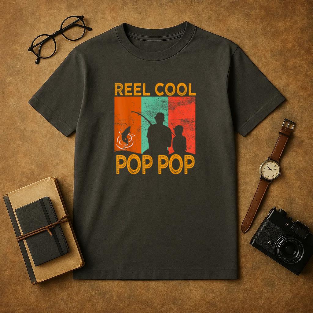 Reel Cool Pop Pop Fishing Daddy T-Shirt