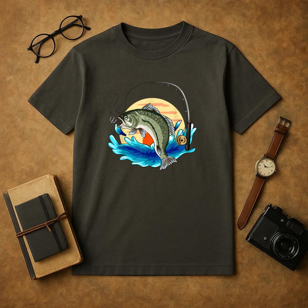 Sunset Fishing Retro T-Shirt