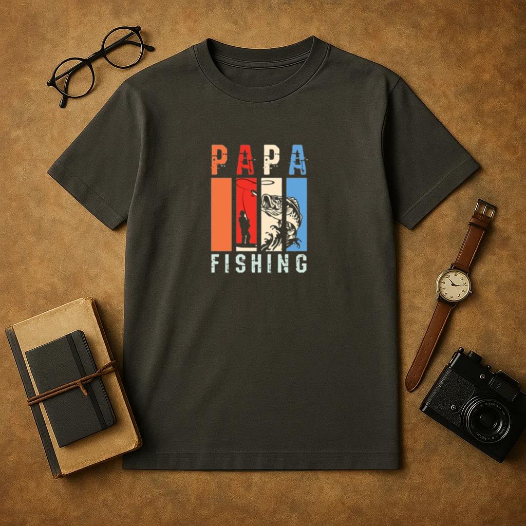 vintage papa fishing tshirt design T-Shirt